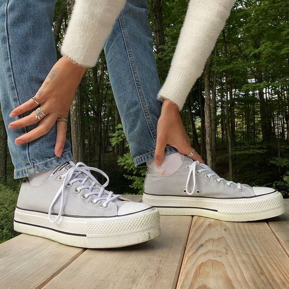 converse grey platform